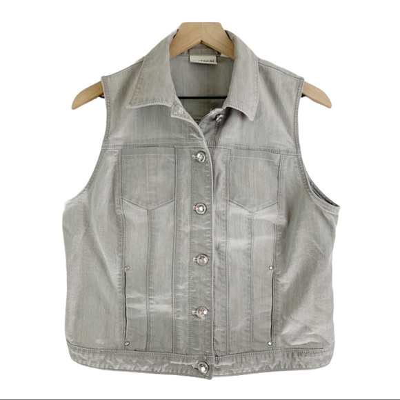 Chicos Platinum Gray Denim Vest Chicos 